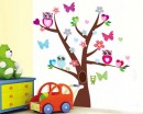 Big Eyed Owls and Butterflies on the Tree Vinyl Wall Decals Nursery Sticker